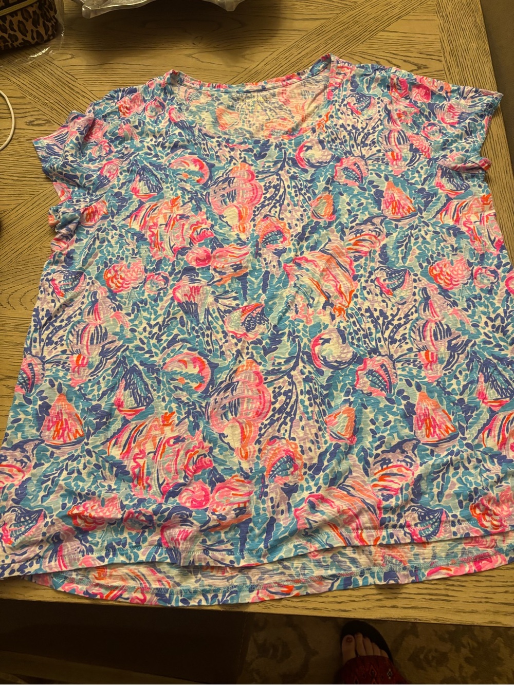 Lilly Pulitzer Short Sleeve Shell & Floral Print Top - Pink, Blue & Teal